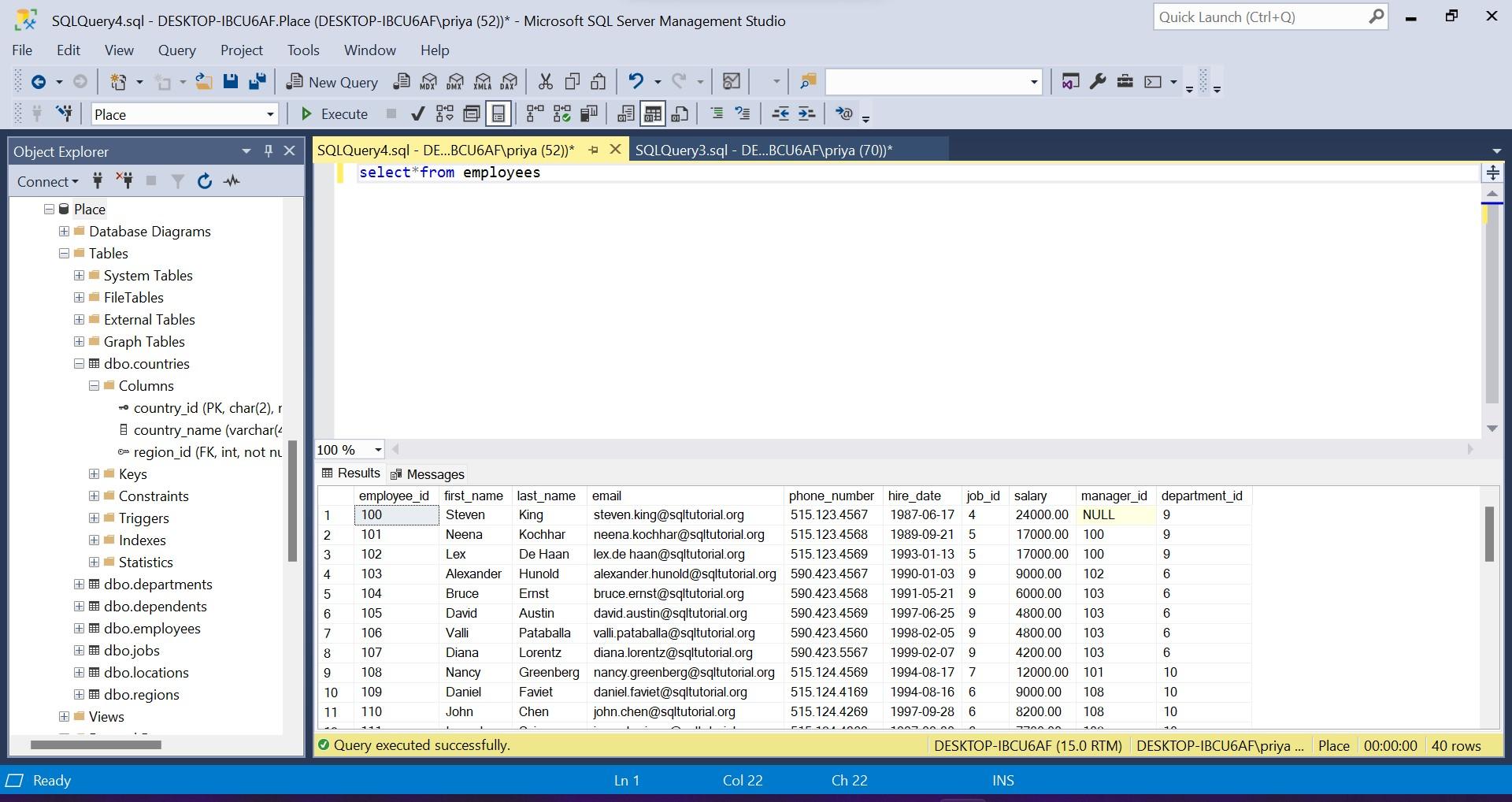 Solved ICE 3 ICE 3 Provide SQL Statements for the following | Chegg.com