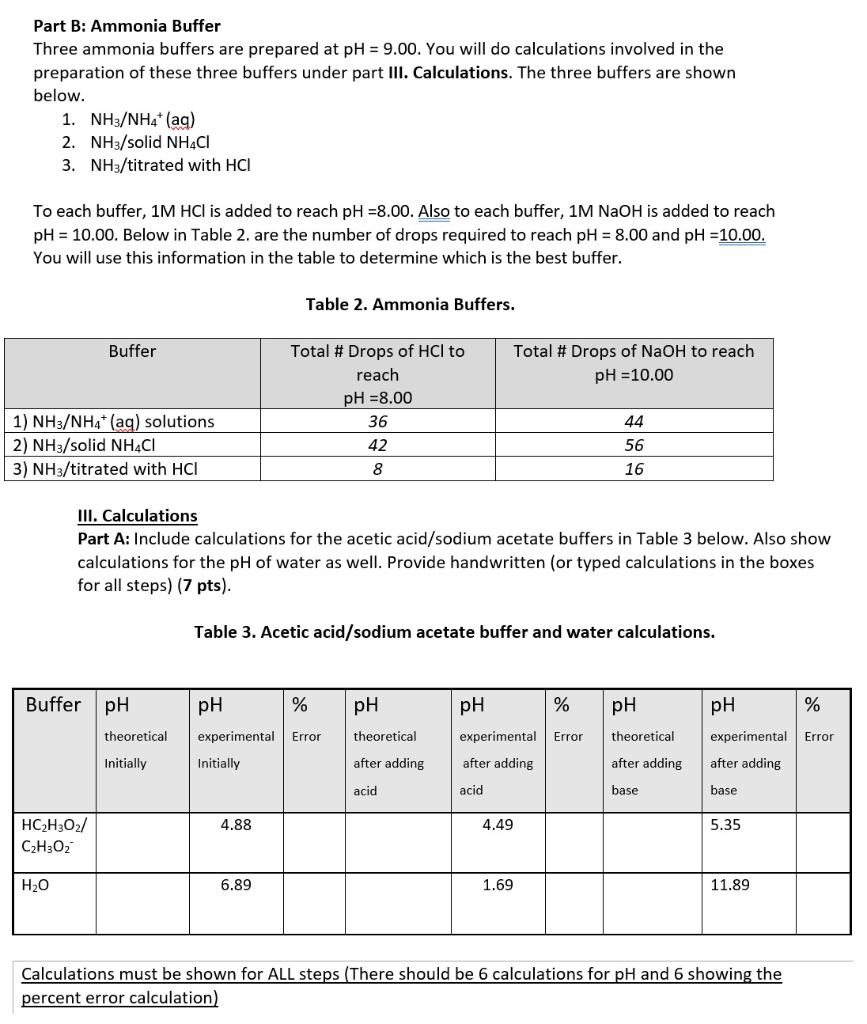 Solved Part A Acetic acid/sodium acetate buffers 1. Using a
