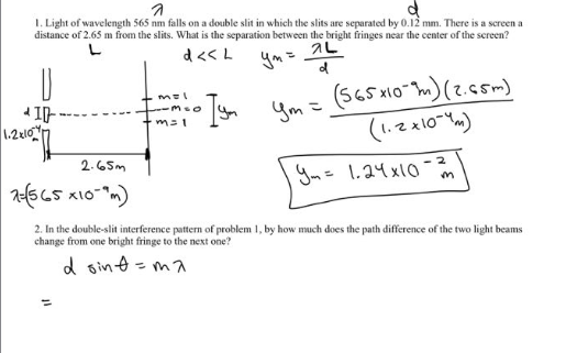 solved-i-light-of-wavelength-565-nm-falls-on-a-double-slit-chegg