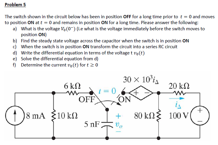 Solved The switch shown in the circuit below has been in | Chegg.com