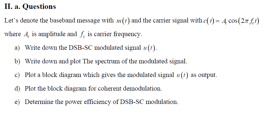 Solved II. A. Questions Let's Denote The Baseband Message | Chegg.com