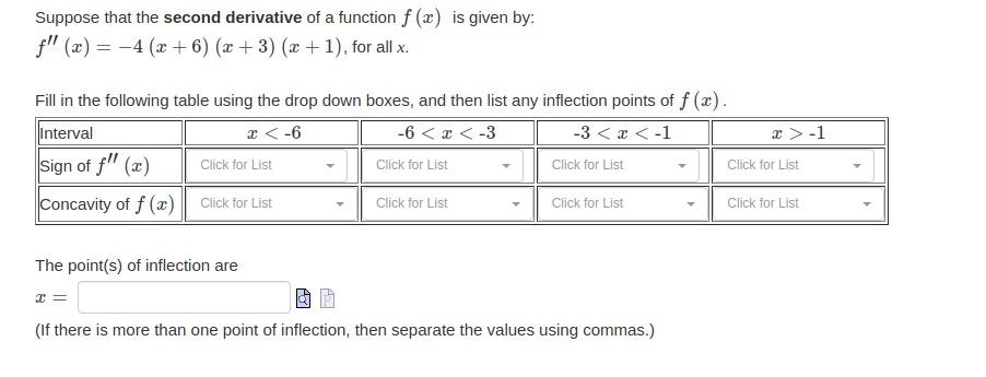 Solved Suppose that the second derivative of a function f(x) | Chegg.com