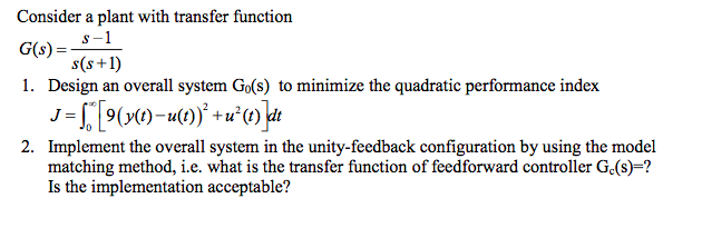 Solved (NO MATLAB) Consider a plant with transfer function 1 | Chegg.com