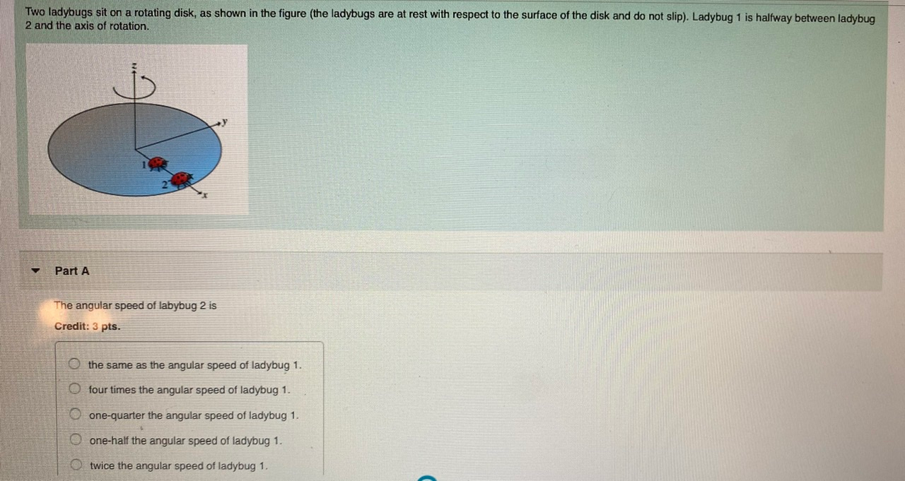 Solved Two ladybugs sit on a rotating disk, as shown in the | Chegg.com