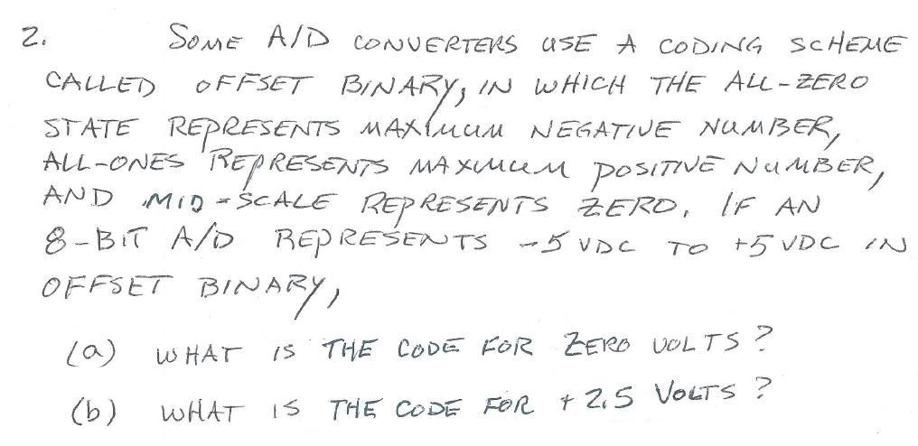 Solved 21 SOME A/D CONVERTERS USE A CODING SCHEME CALLED ) | Chegg.com