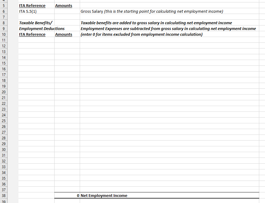 Calculation of Net Employment Income for | Chegg.com
