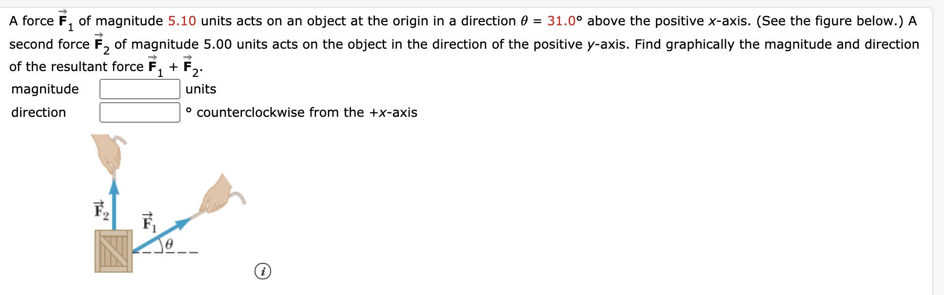 Solved A force F, of magnitude 5.10 units acts on an object | Chegg.com