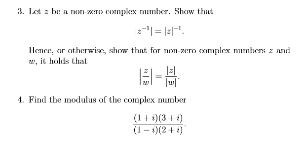 non zero complex number meaning