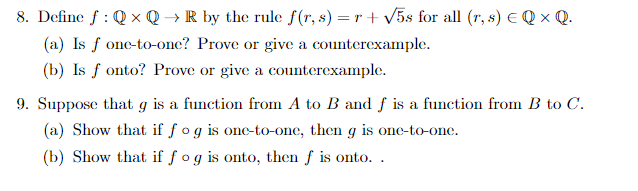 Solved 8 Define F Qxq R By The Rule F R S R V5s For A Chegg Com
