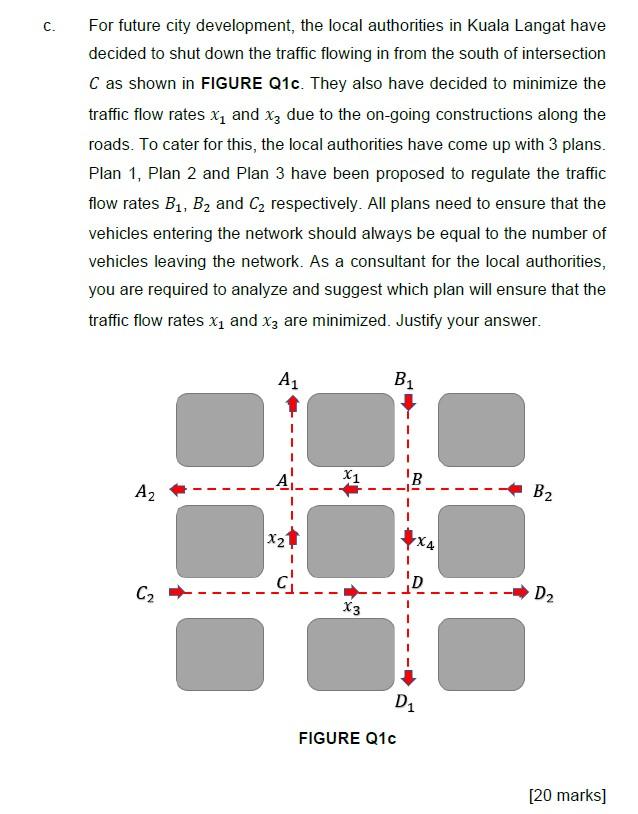 Solved 1. FIGURE Q1a shows the traffic flow for a network of | Chegg.com