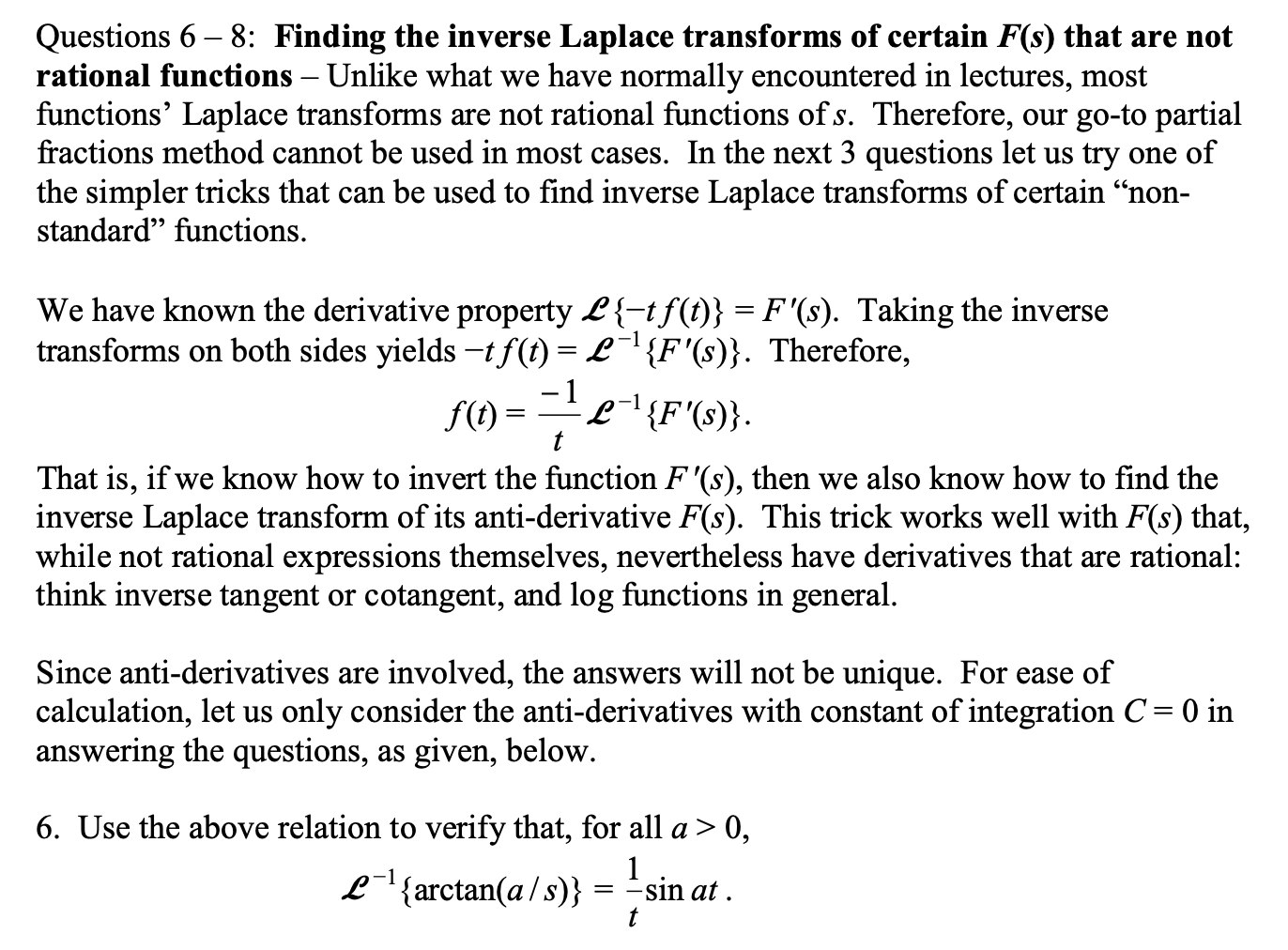 Solved Questions 6 8 Finding The Inverse Laplace Transforms 3623