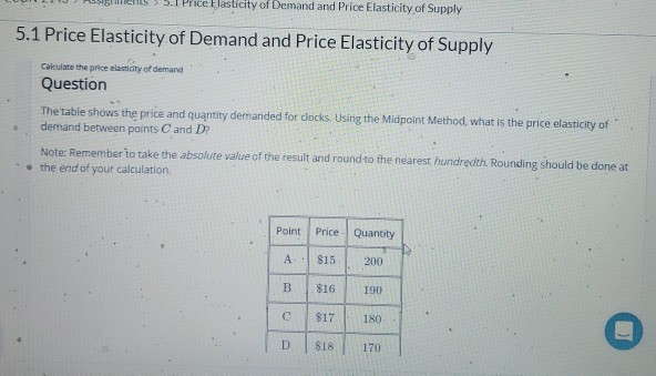 Solved s c e Elasticity of Demand and Price Elasticity of | Chegg.com