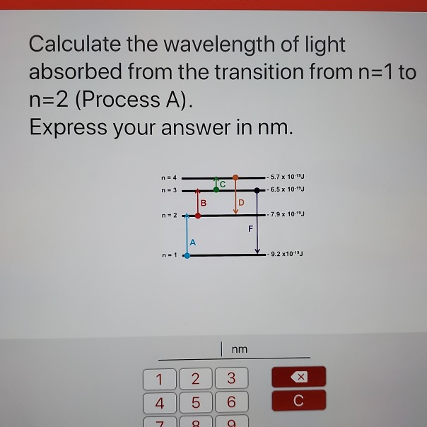 Solved Calculate the wavelength of light absorbed from the | Chegg.com