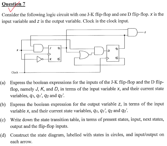 Solved Consider the following logic circuit with one J-K | Chegg.com