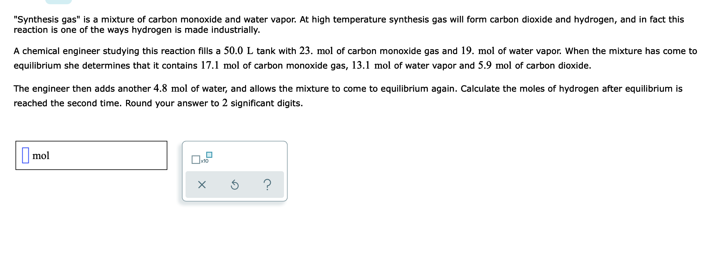 Solved "Synthesis gas" is a mixture of carbon monoxide and
