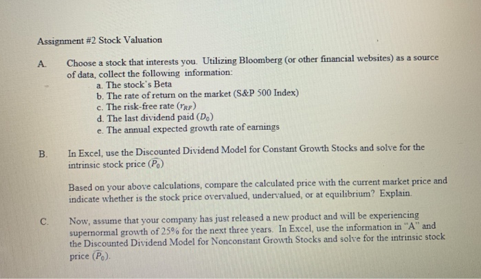 stock valuation assignment