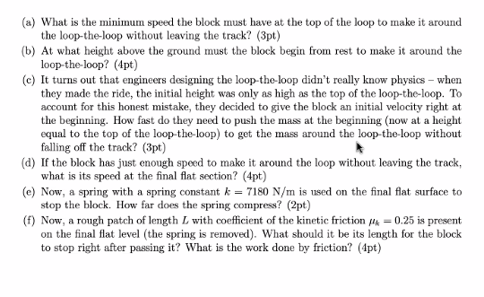 (a) What is the minimum speed the block must have at | Chegg.com