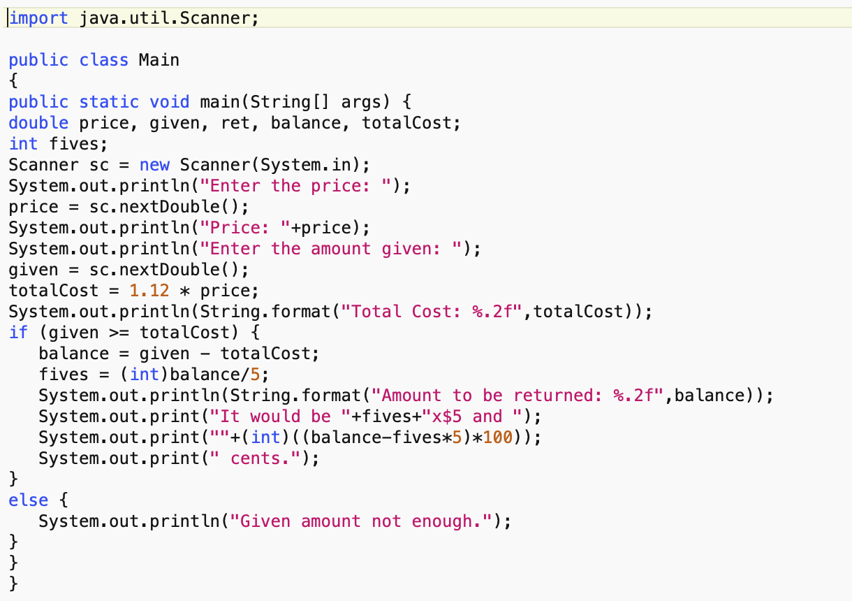 Solved Task 2: Change Machine 1. Transform your code for | Chegg.com