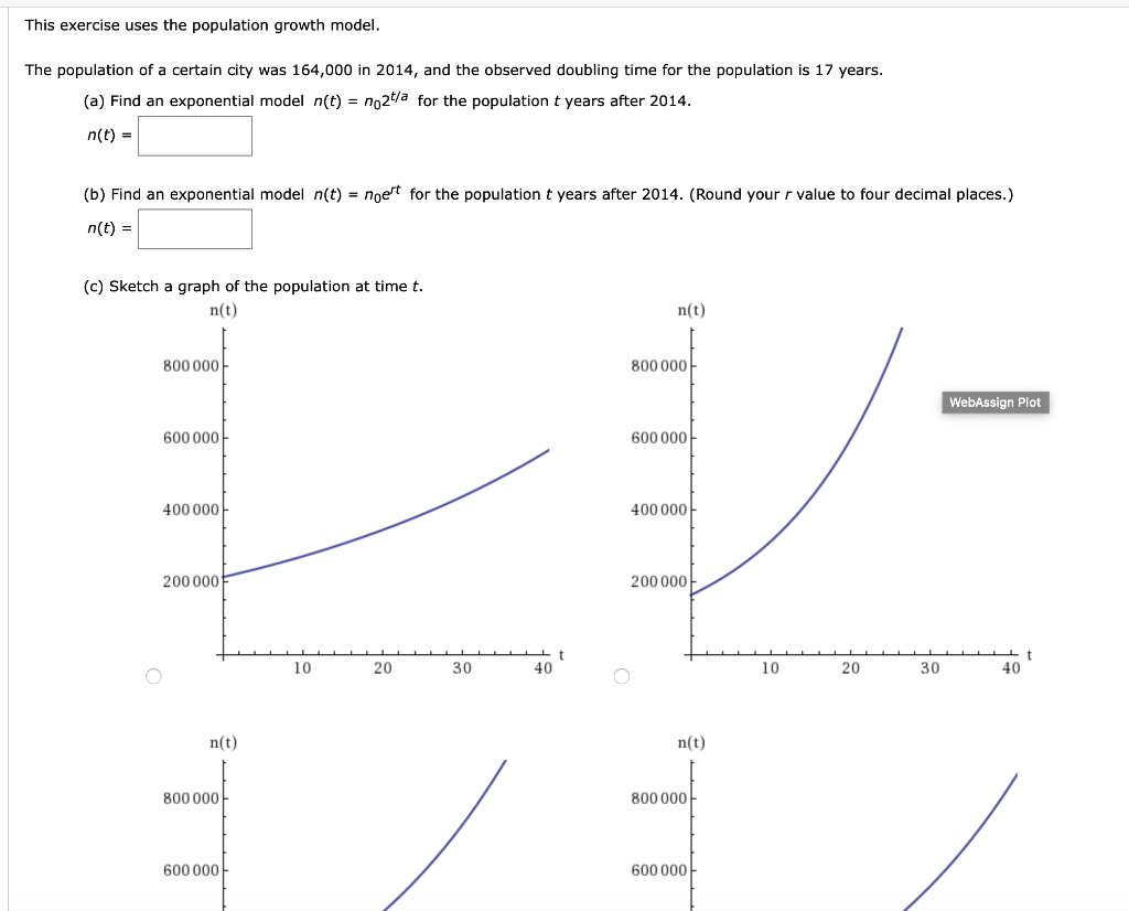 Solved This exercise uses the population growth model. The | Chegg.com