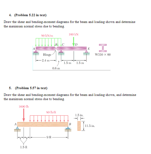 Solved and 5.23 Draw the shear and bendingmoment diagrams