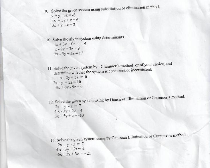 Solved 9 Solve The Given System Using Substitution Or Chegg Com