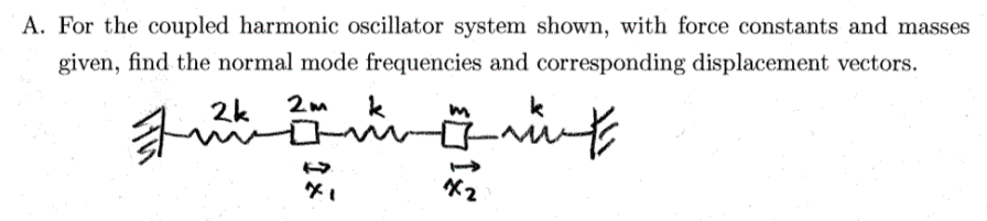 Solved A. For the coupled harmonic oscillator system shown, | Chegg.com