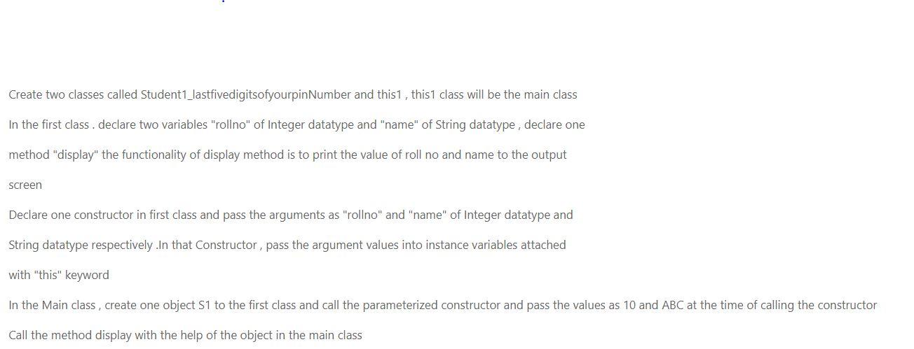 Solved Create Two Classes Called | Chegg.com