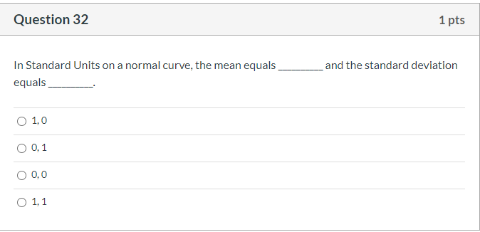 Solved Question 32 1 pts and the standard deviation In | Chegg.com
