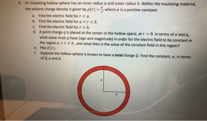 Solved 1. Find the electric field at point a for: a. A solid | Chegg.com