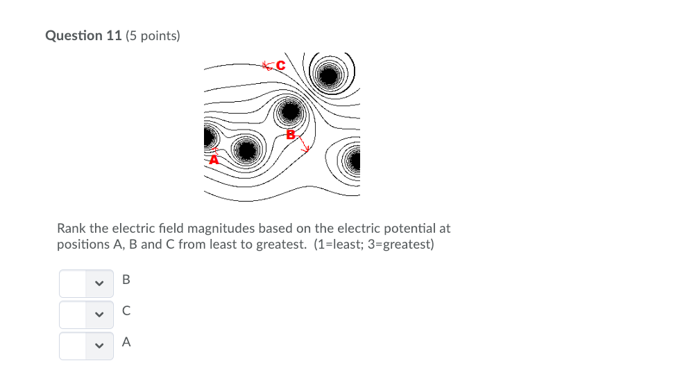 Solved Question 11 (5 Points) Rank The Electric Field | Chegg.com