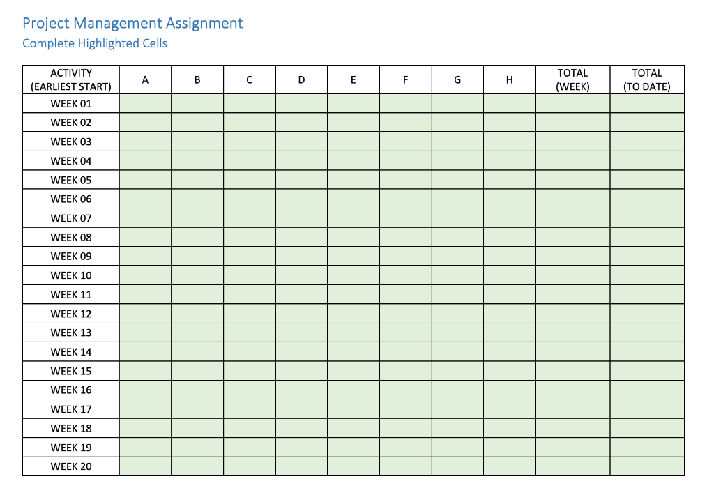 Solved Project Management Assignment Complete Highlighted | Chegg.com