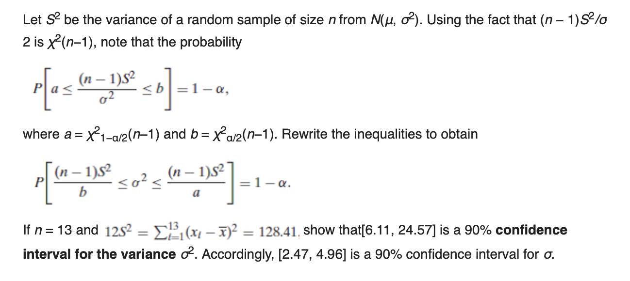 Solved Let S be the variance of a random sample of size n | Chegg.com