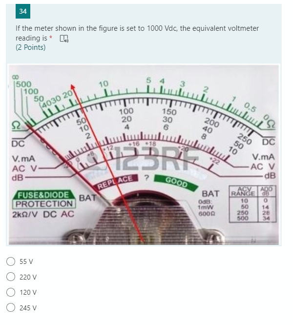 Solved 34 If the meter shown in the figure is set to 1000 | Chegg.com