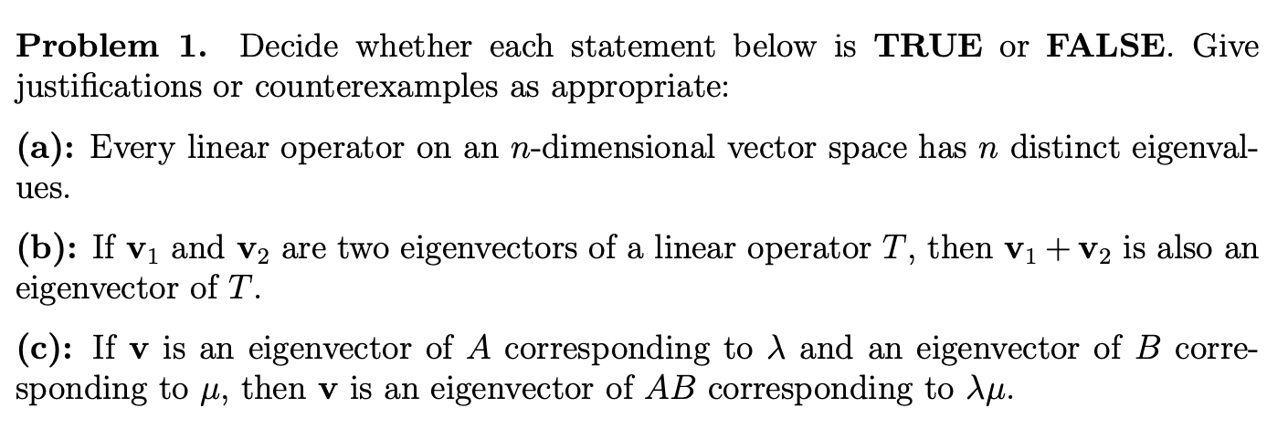 Solved Problem 1. Decide whether each statement below is | Chegg.com