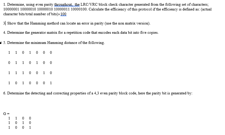 1. Determine, using even parity throughout the | Chegg.com
