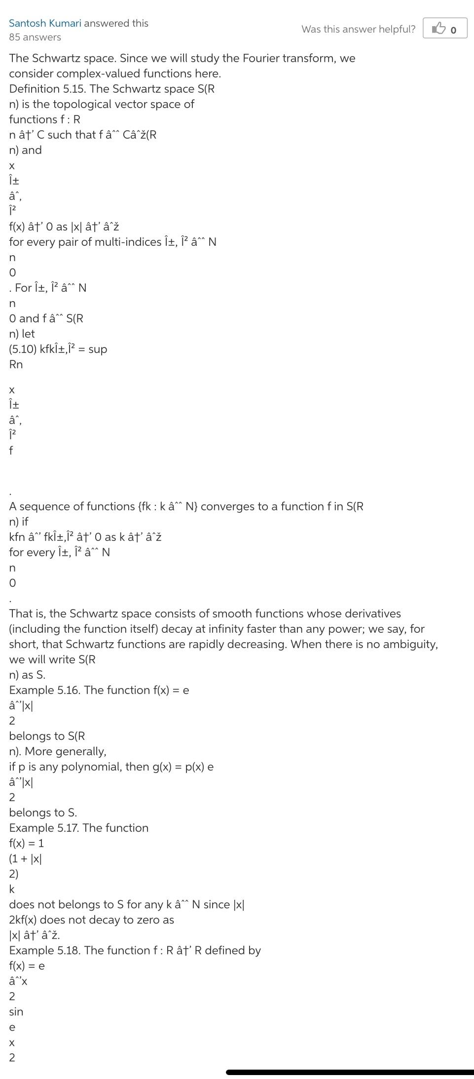 Solved Intro To Fourier S R Is The Schwartz Space Clear Chegg Com
