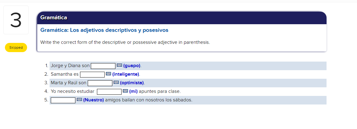 Need help with this question for spanish. Cant find a | Chegg.com