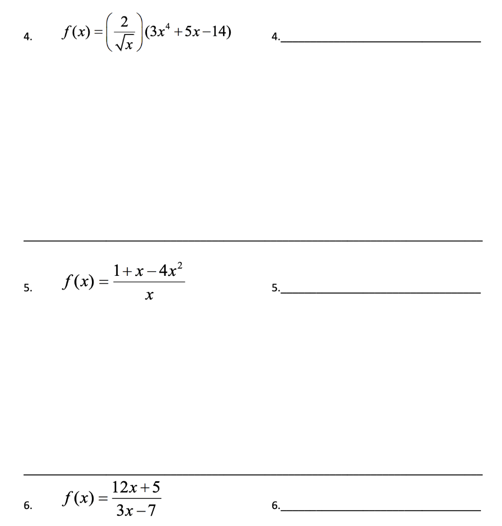 Solved Find the derivative of each function below using | Chegg.com