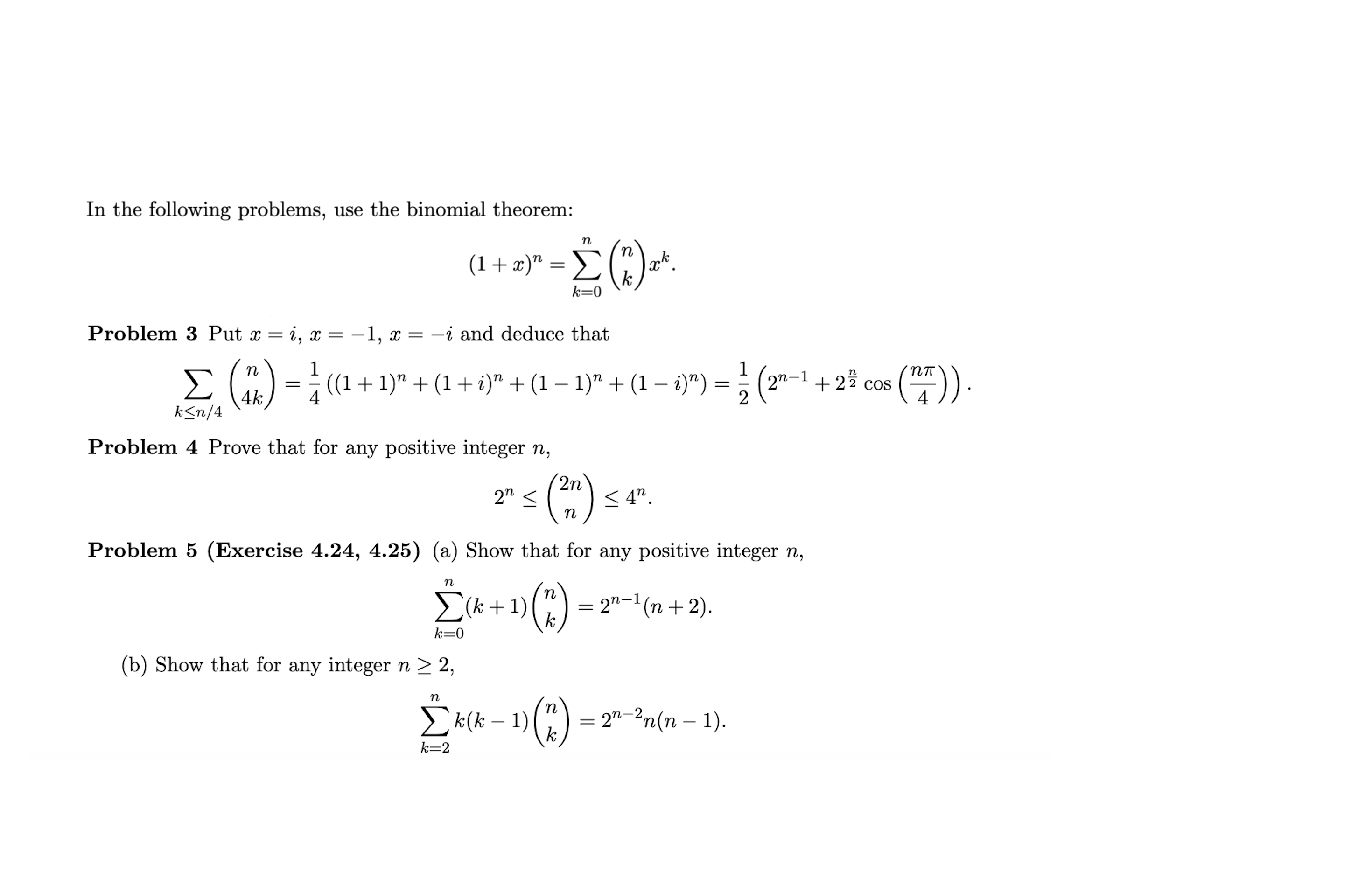 Solved In The Following Problems, Use The Binomial Theorem: | Chegg.com