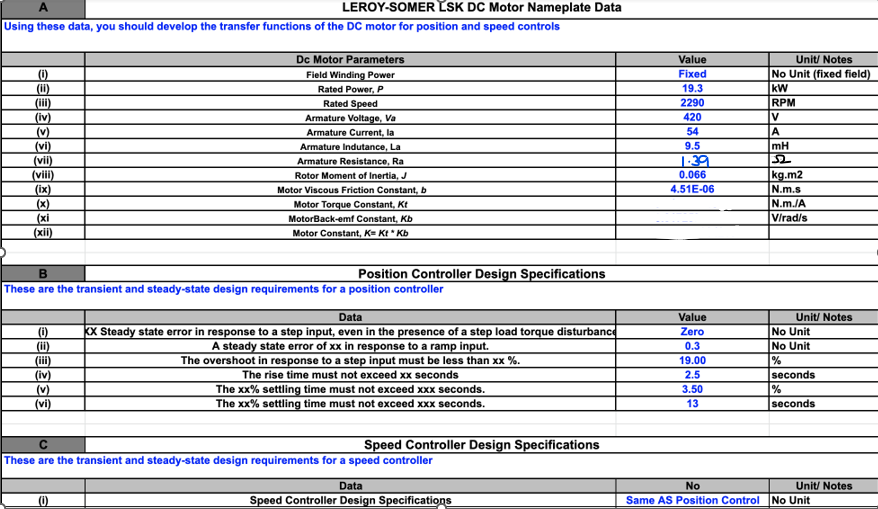 Solved leroy somer lsk dc motor nameplate data using these chegg
