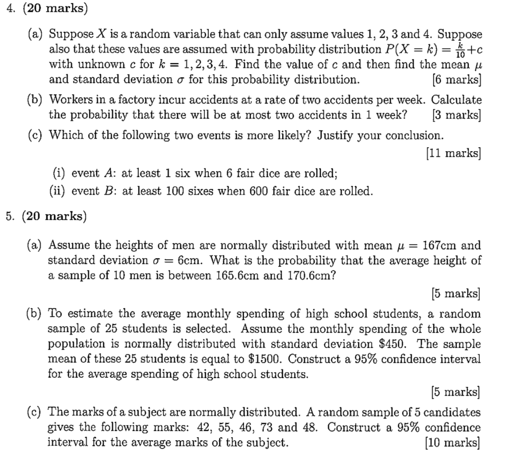 Solved 4. (20 marks) (a) Suppose X is a random variable that | Chegg.com