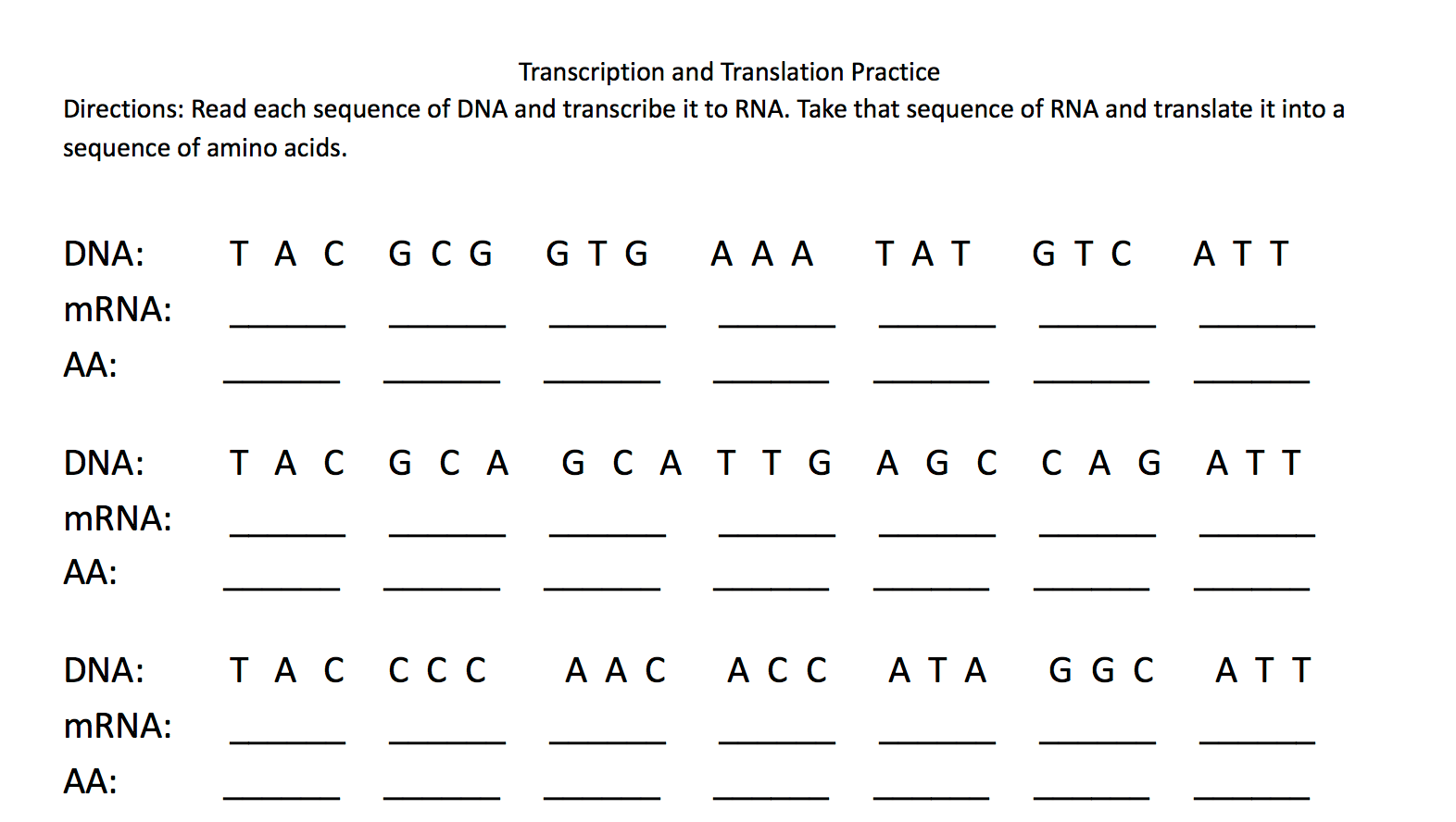 homework #3 rna and transcription