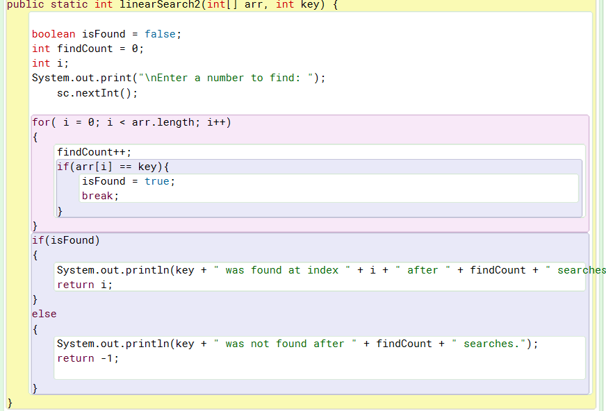 Solved the first picture is a linearsearch in java in the | Chegg.com