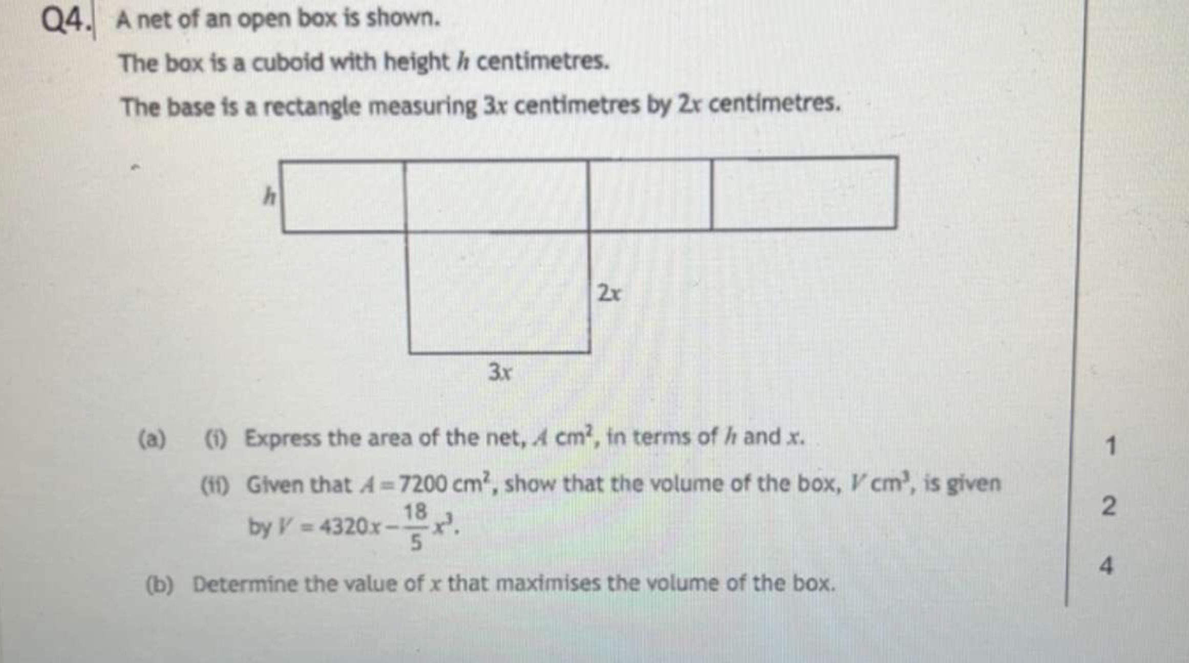 Solved Q4. ﻿A net of an open box is shown.The box is a | Chegg.com