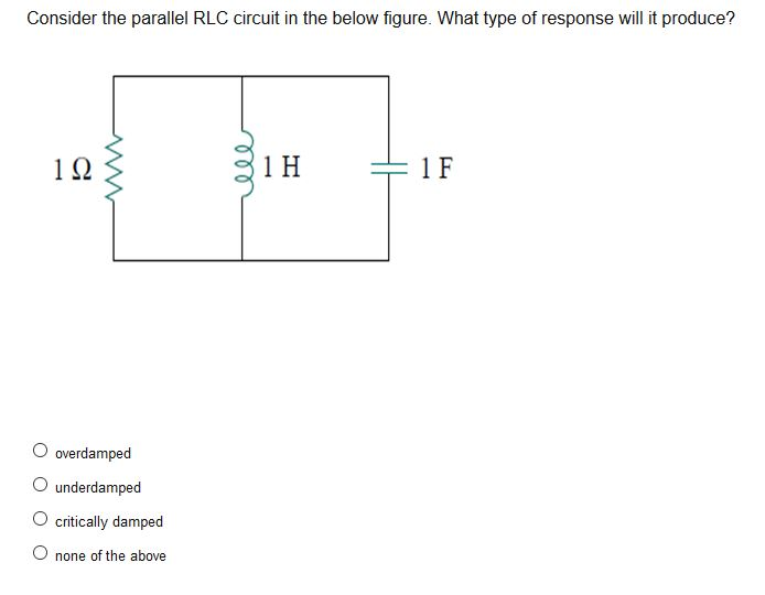 Solved Consider The Parallel RLC Circuit In The Below | Chegg.com