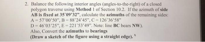 Solved 2. Balance the following interior angles | Chegg.com