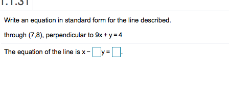 Solved Write an equation in standard form for the line | Chegg.com