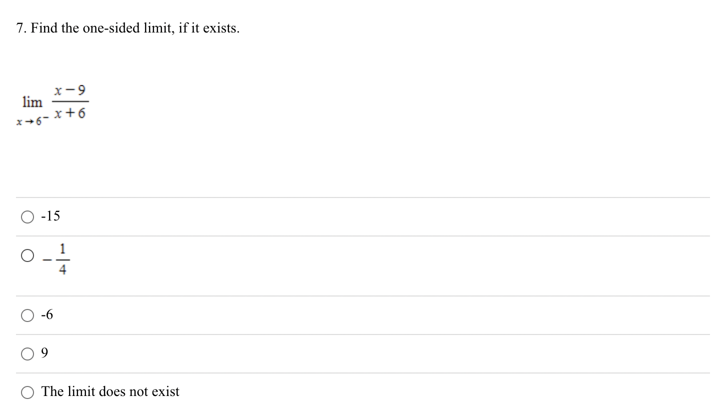 Solved 7 Find The One Sided Limit If It Exists Chegg Com   PhpdesEtE