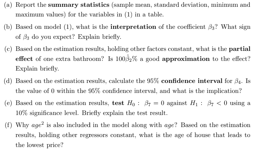 Solved (a) Report the summary statistics (sample mean, | Chegg.com
