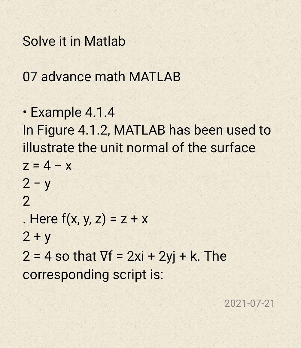 Solved Solve it in Matlab 07 advance math MATLAB • Example | Chegg.com